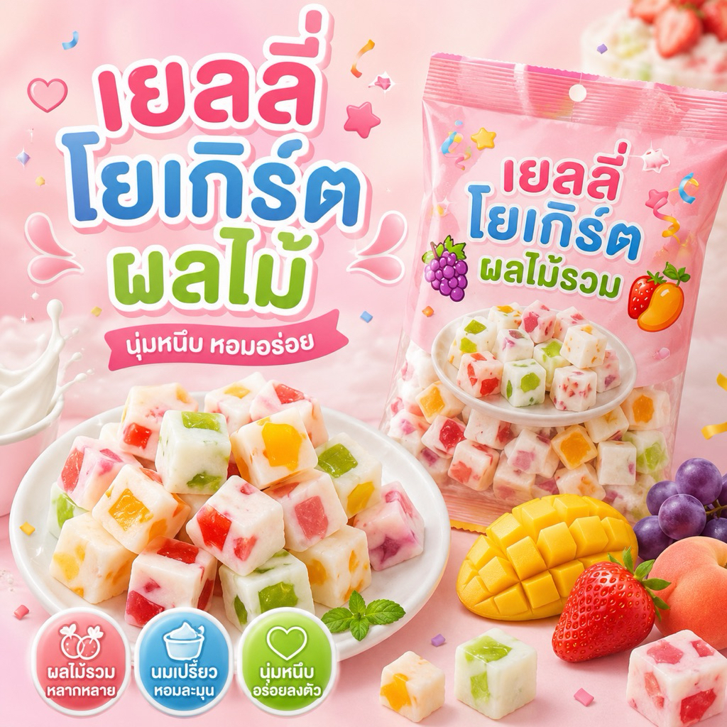 เยลลี่นมเปรี้ยวผลไม้รวม 500g.-1Kg.