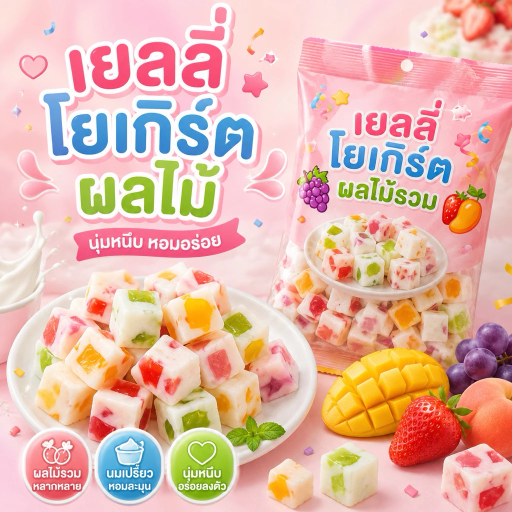 เยลลี่นมเปรี้ยวผลไม้รวม 500g 1kg