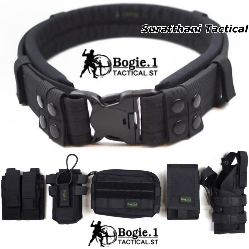 Bogie1 เข็มขัดสนาม+นวม กระเป๋า อุปกรณ์รอบเอว สีดำ ผ้าCordura1000D