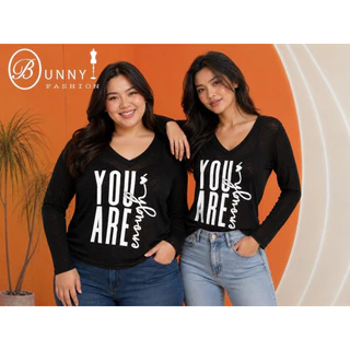 A233 BunnyFashion เสื้อสลาฟคอวีแขนยาว ผ้าบาง มี 2 ไซส์