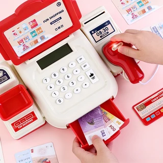 พร้อมส่ง แคชเชียร์เด็ก คิดเลขได้ ซูเปอร์มาร์เก็ตจำลอง แคชเชียร์ของเล่น มีไฟมีเสียง ของเล่นสำหรับเด็ก