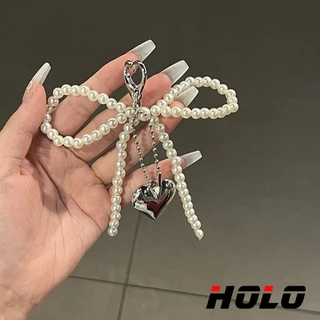 HOLO พวงกุญแจ เกาหลี ไข่มุก ผีเสื้อ ปม จี้หัวใจรัก เหมาะสำหรับตกแต่งและจับคู่ กระเป๋าและกระเป๋าเงิน
