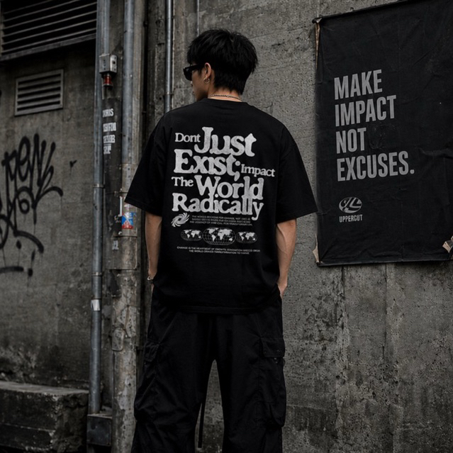 เสื้อยืด Streetwear Oversize ผู้ชาย สกรีนลาย U-022"มีเก็บเงินปลายทาง"