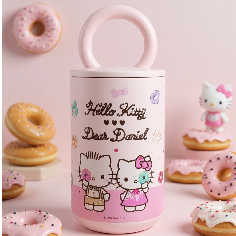 แก้วน้ำสเตนเลส Hello Kitty & Dear Daniel มีหูหิ้ว ขนาด 380 มล. มี2 ลาย ลิขสิทธิ์แท้