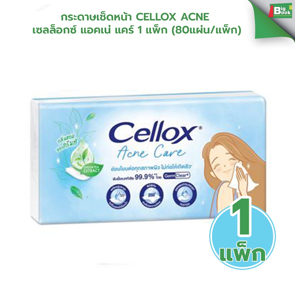 กระดาษเช็ดหน้า CELLOX ACNE 80 แผ่น /ห่อ