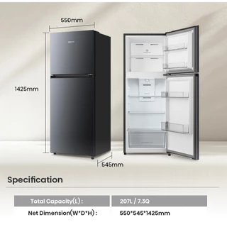 [New2026] Hisense ตู้เย็น 2 ประตู : 7.3Q / 207 ลิตร รุ่น RT201N3ES