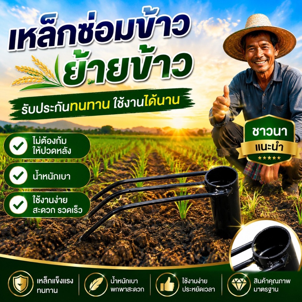 เหล็กซ่อมข้าว คราดซ่อมข้าว รุ่นใหม่แข็งแรงกว่าเดิม