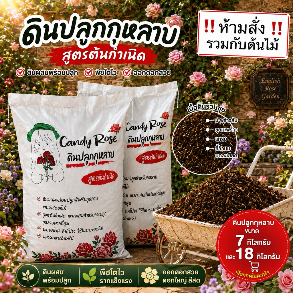 ดินปลูกกุหลาบcandyrose สูตรต้นกำเนิด ดินสูตรที่ใช้งานง่าย
