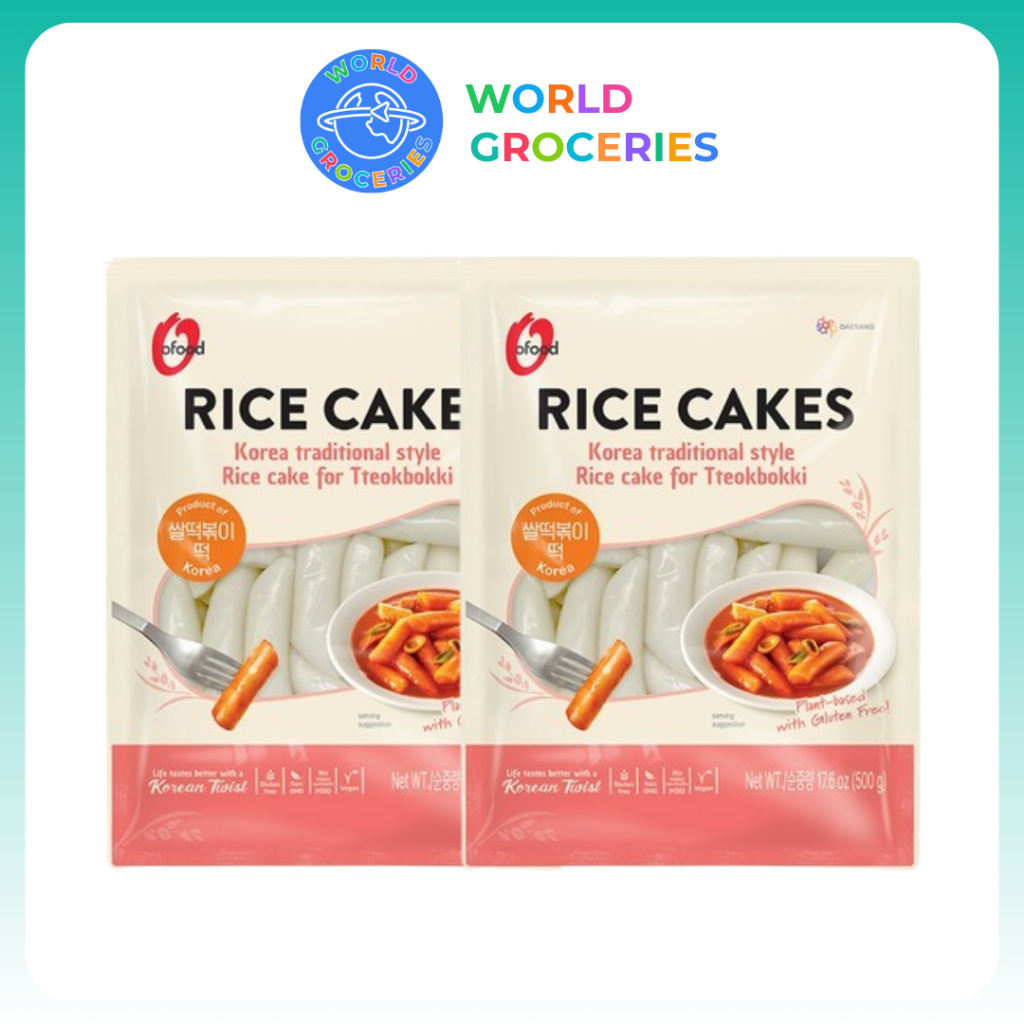 เส้นต๊อกบกกีเกาหลี O FOOD 500g Korea Style Rice Cake for Tteokbok