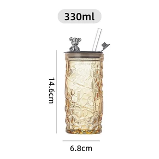 ปลีก/ส่ง แก้วน้ำทรงเพชร หรูหรา กระบอกน้ำมีฝาปิดพร้อมหลอด เลือกสีได้ 330ML
