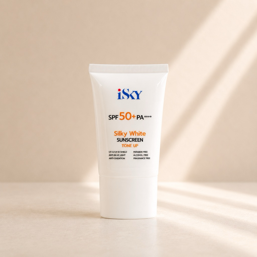 iSKY Silky White Sunscreen SPF 50+ PA++++ 30 g ครีมกันแดดโทนอัพ เนื้อใยไหม หน้าไบร์ทตลอดวัน