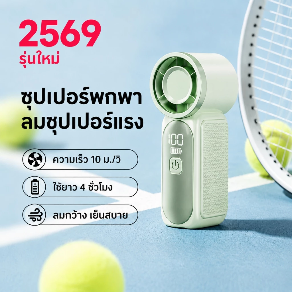 พัดลมพกพา พัดลมมือถือ พัดลมพกพา ไม่มีเสียง mini fan 5เกียร์ ลมแรง Type-C แบตอึด พัดลมขนาดเล็ก พัดลมชาร์จไฟ เดินทาง