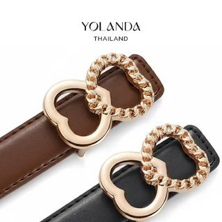 Yolanda belt ดีไซน์หัวใจคู่ ใส่เที่ยว เข็มขัดสไตล์คุณหนู แมทช์ง่าย เข็มขัดแฟชั่น เข็มขัดหนังPU สไตล์เกาหลี FF1611