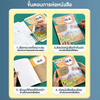 พลาสติกใสเคลือบปกหนังสือ สติกเกอร์ห่อปกหนังสือ 10/30 แผ่น กันน้ำกันเปื้อน ห่อง่าย แถมฟรี สติ๊กเกอร์ชื่อ book cover