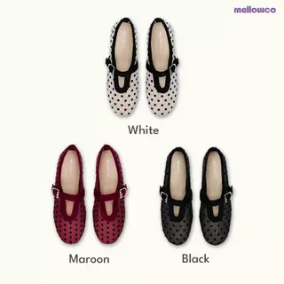 Mellowco รุ่น Rica Polka Dot Flat รองเท้าผ้าตาข่ายลายจุด ME-6104