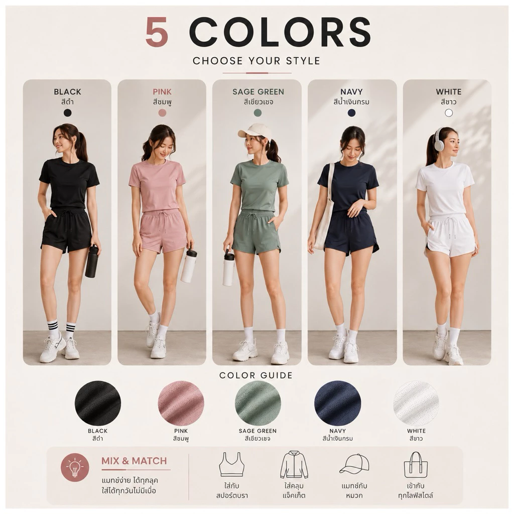 ชุดออกกำลังกายผู้หญิง เสื้อและกางเกง thumbnail 5