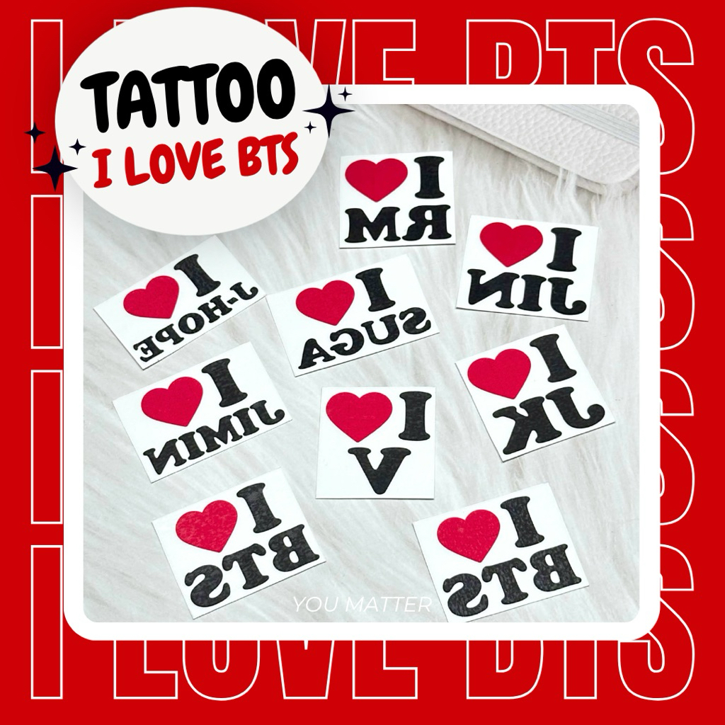 พร้อมส่ง❤️Tattoo I love BTS แยกชิ้น ขั้นต่ำ 2 ชิ้น ส่งจากกทม.