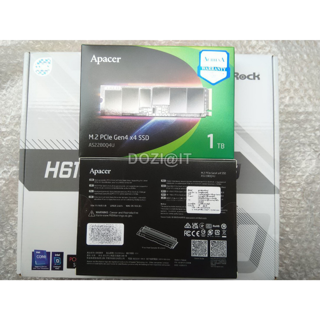 SSD M.2 Apacer AS2280Q4U 1TB (AP1TBAS2280Q4U-1)+Sink ระบายความร้อน Original ประกัน ACHIEVA  5 ปี