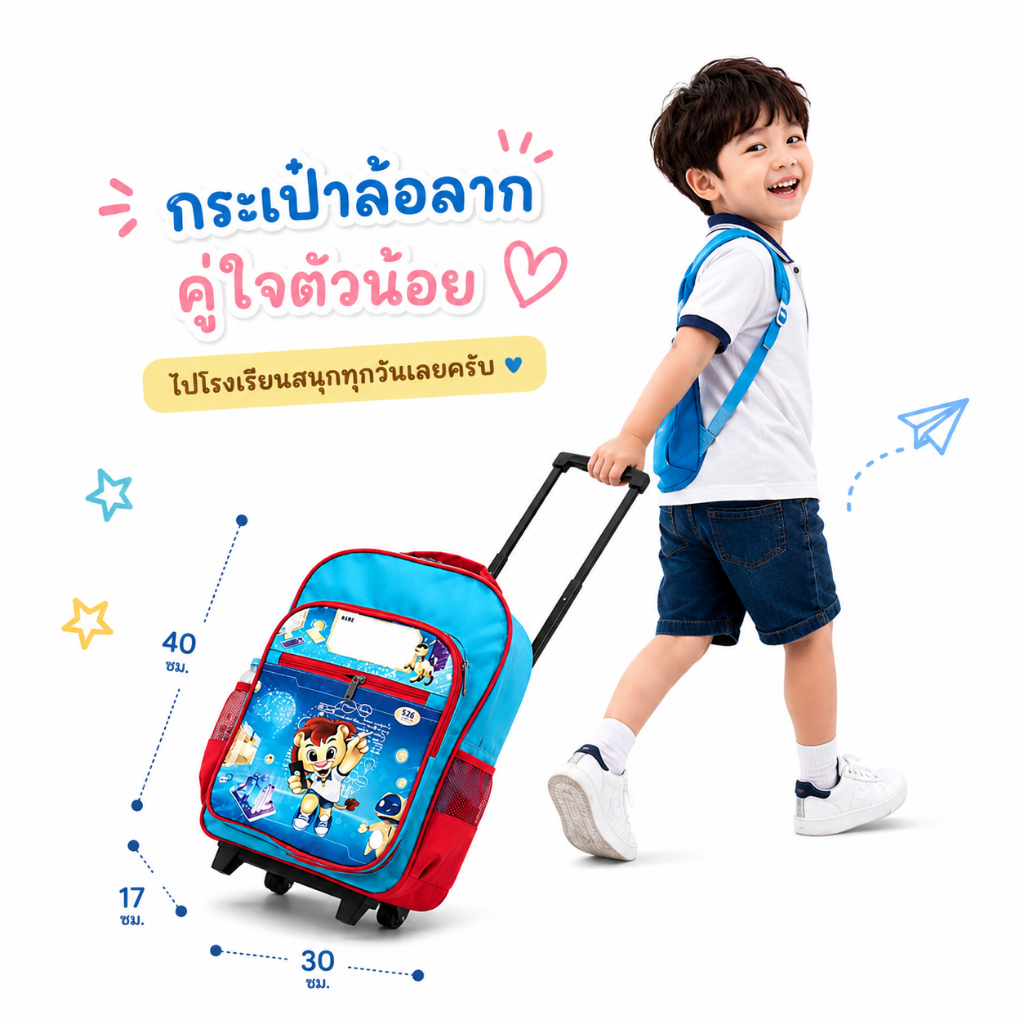 กระเป๋าล้อลาก เป็นทั้งเป้หรือล้อลาก ขนาดกระเป๋า 40x17x30 ซม.