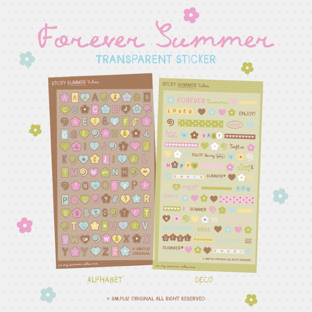 Forever Summer Alphabet/Deco Sticker - Summer Col. (สติกเกอร์พื้นใสไดคัท) - SM,PLS!