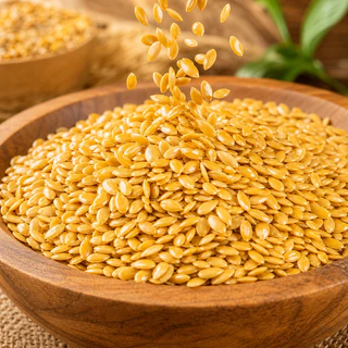 เมล็ดแฟลกซ์สีทอง (Golden Flax Seeds) ออร์แกนิคแท้ คัดพิเศษ โอเมก้า 3 สูง ไฟเบอร์แน่น โปรตีนพืช