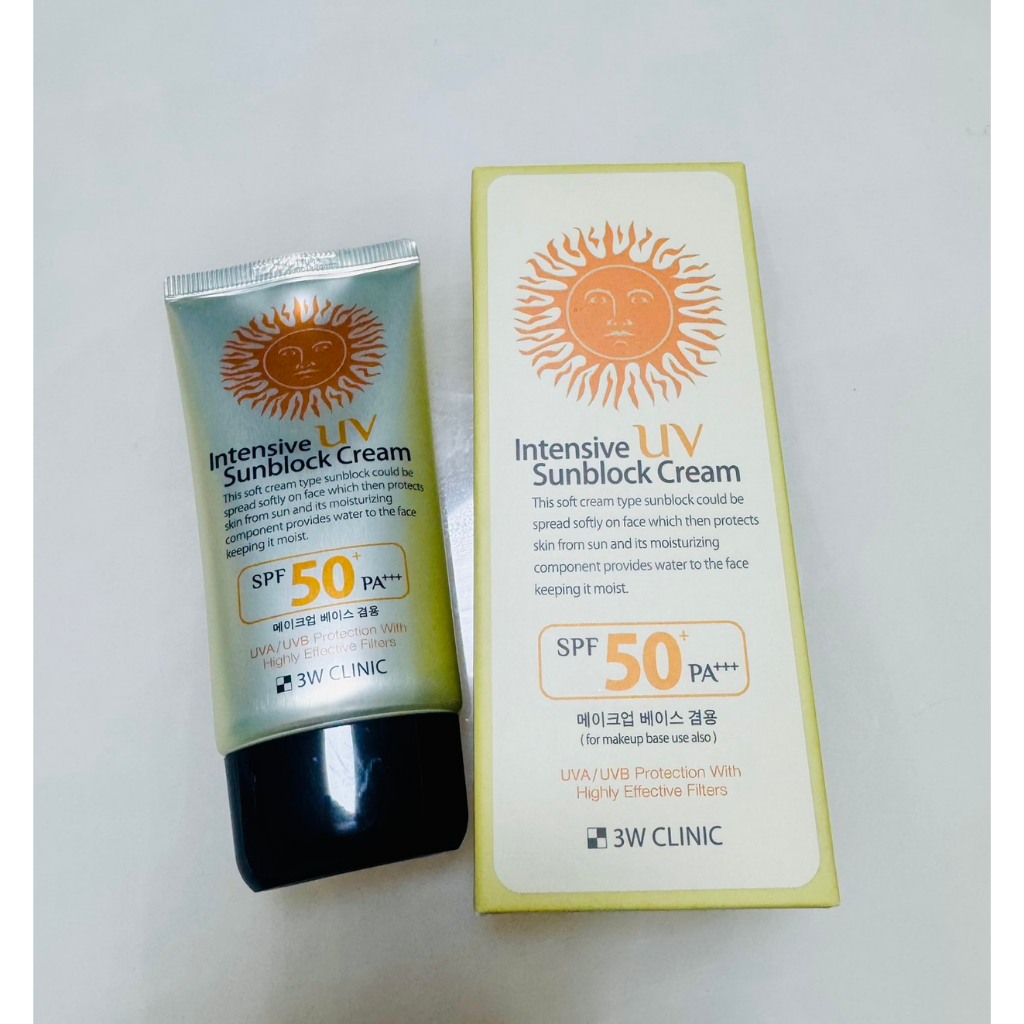 3W Clinic Intensive UV Sunblock Cream SPF 50+ PA+++ ครีมกันแดดสำหรับผิวหน้า ยอดนิยมจากประเทศเกาหลีใต