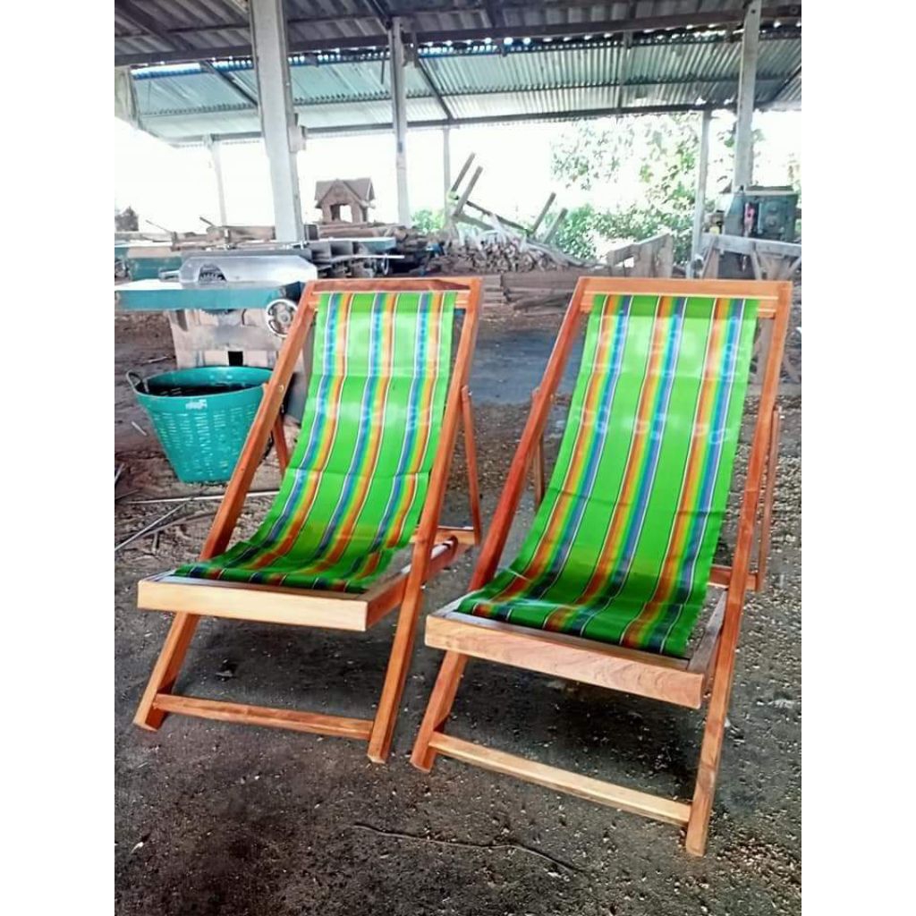 A2เตียงชายหาด เก้าอี้ชาดหาด เตียงทะเล ขนาดเตียง55*120ขนาดผ้า 111 ซ.ม ไม้เนื้อแข็ง