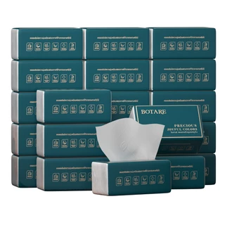 【10 แพ็ค】 Botare Air-cushion กระดาษทิชชู่ห่อเขียวมินิมอล หนา 4 ชั้น 60 แผ่น (ขนาด 140 x 175 มม.)