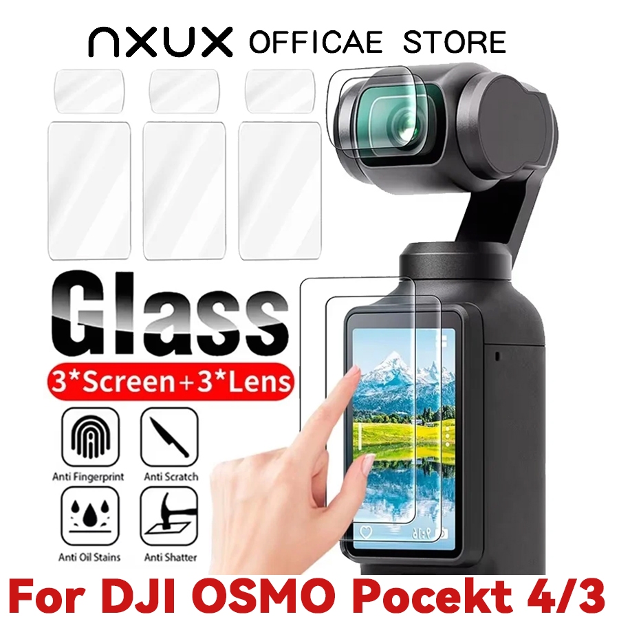 🔥🇹🇭ส่งจากไทย🇹🇭🔥 1-3 ชุด ฟิล์มแก้ว 9H HD สำหรับ DJI Pocket 4 3 ฟิล์มป้องกันหน้าจอ + กล้อง Gimbal เลนส์ป้องกันแก้ว