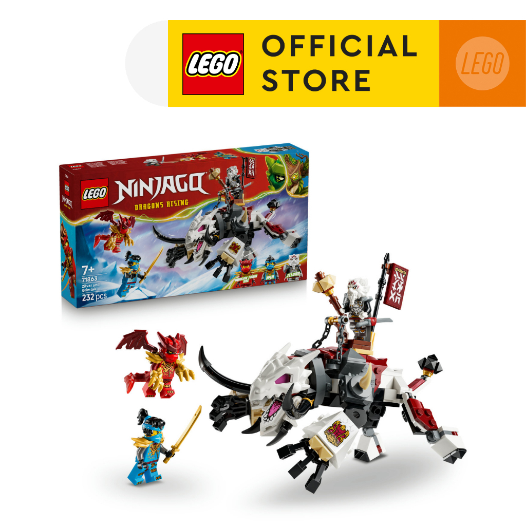 LEGO NINJAGO 71863 Zilvar and Grimtak the Dragon Beast (232 Pieces), Building Blocks, Kids Toy
