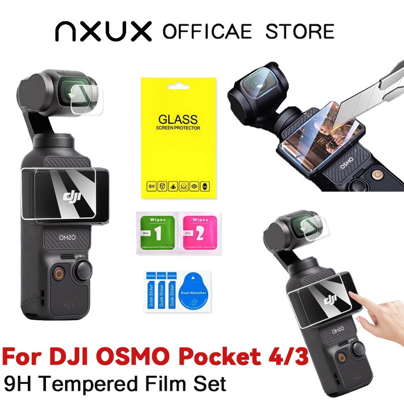 🔥🇹🇭ส่งจากไทย🇹🇭🔥ฟิล์มป้องกันหน้าจอสำหรับ DJI Osmo Pocket 4 3 ฟิล์มกระจกนิรภัย HD 9H + ฟิล์มป้องกันเลนส์ อุปกรณ์เสริม
