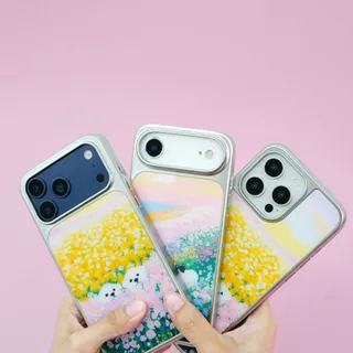 Laongmoon เคสไอโฟนขอบเงิน ขอบดำ พิมพ์ลาย Summer Collection สำหรับ iPhone 12 13 14 15 16 17 ลายน่ารัก