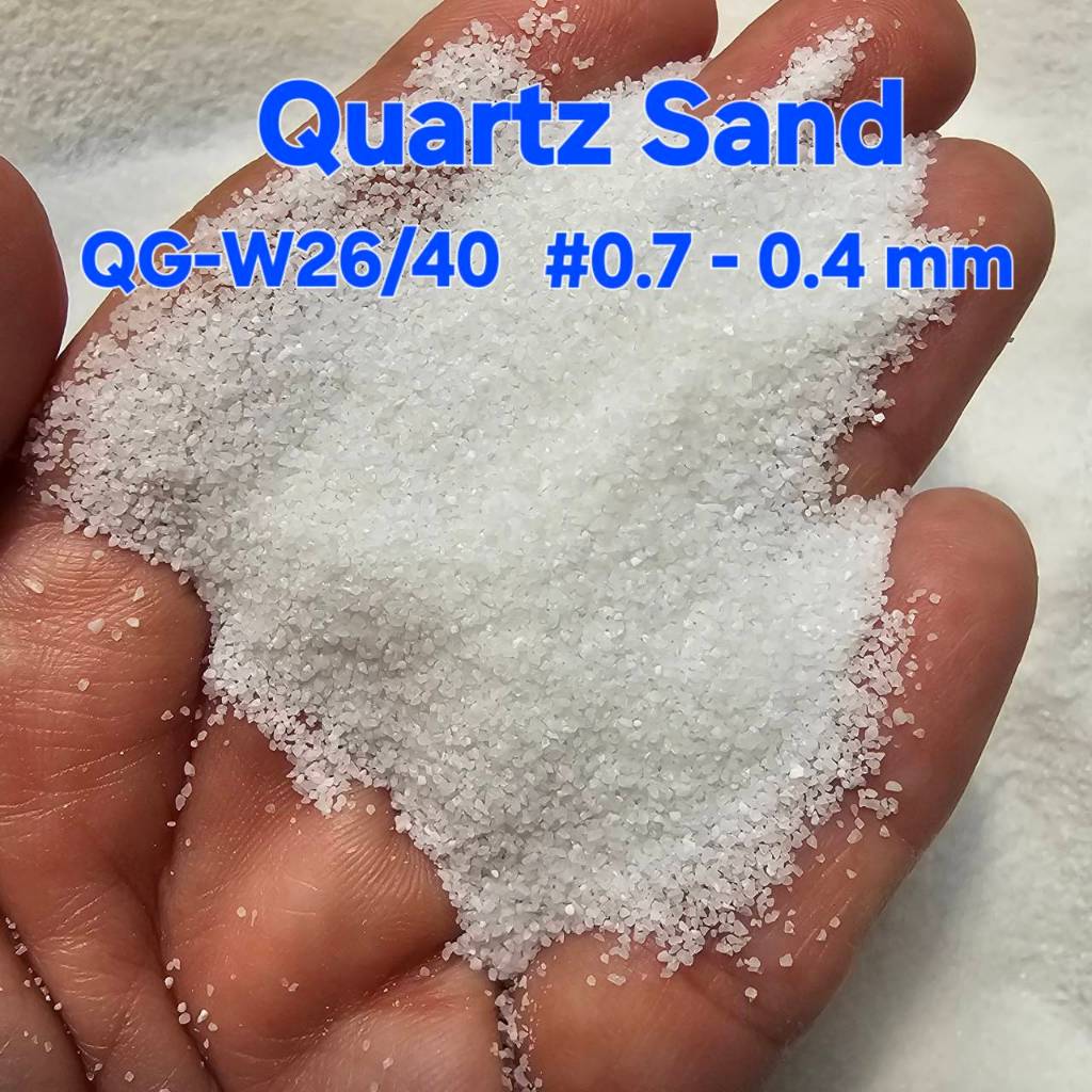 1,3,5, Kg. QUARTZ SAND QG-W26/40  # 0.7-0.4 mm. ควอตซ์แซนด์ SiO2 99% ทนความร้อนได้สูง แข็ง ขาว สะอาด
