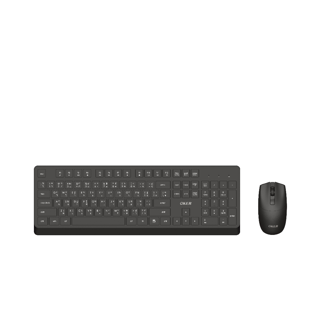 OKER ชุดคีย์บอร์ด+เมาส์แบบไร้สาย รุ่น K938(CHOCOLATE KEYBOARDปุ่มกดเสียงเงียบ)