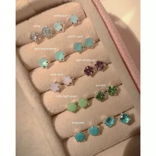 SissyJewelry // ต่างหูเงินแท้ รุ่น gem round stud (4mm) พลอยกลม4mm
