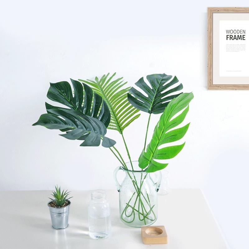 12 ชิ้น / เซต สีเขียว ใบปาล์ม เฟิร์น เต่า ใบไม้ประดิษฐ์ DIY จําลอง งานแต่งงาน ตกแต่งใบไม้ ตกแต่งบ้าน