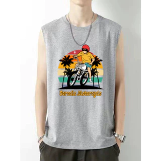 เสื้อแขนกุด สกรีนลายเท่ๆ ขี่มอเตอร์ไซค์ Borcelle Motorcycle OP-1179