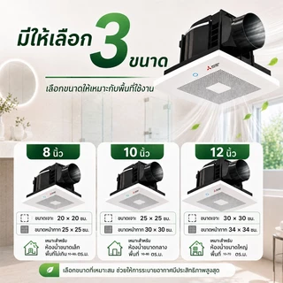 พัดลมดูดอากาศติดเพดาน ระบบอินเวอร์เตอร์ 8นิ้ว 10นิ้ว 12นิ้ว Inverter Fan ระบายอากาศแรง เสียงเงียบ Ceiling Exhaust Fan