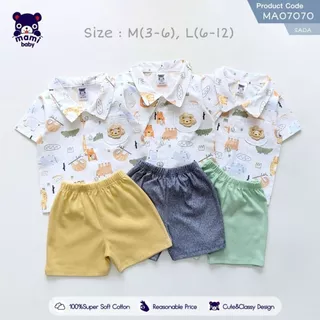 Mami Baby ชุดเซ็ทเสื้อเชิ๊ตพิมพ์ลาย+กางเกง 3-6 M, 6-12M, 12-18M, 18-24M (1 ชุด) | Babytrend