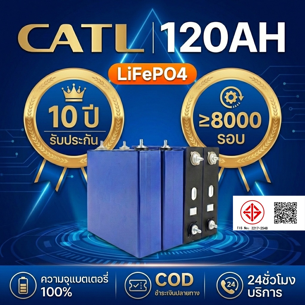 3.2V 120Ah EVE LiFePO4 แบตเตอรี่ลิเธียม EVE 120Ah 3.2V A Grade รับประกัน10ปี สำหรับโซลาร์เซลล์ ลำโพง ส่งจากกรุงเทพ