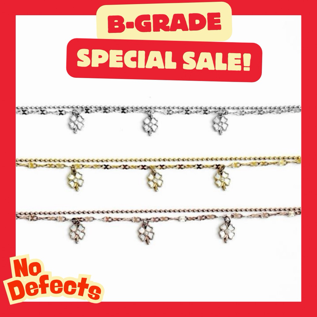 {B-Grade} Fortune Clover 14k bracelet. (สร้อยข้อมือตัวเรือนสแตนเลส)
