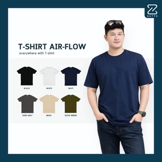 ZUTTO เสื้อยืดคอกลมผู้ชายพรางพุง รุ่น Airflow ผ้า Cotton100% ไซส์ใหญ่ ระบายอากาศได้ดี