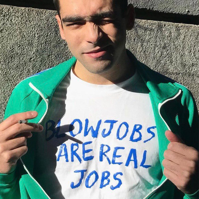 Blowjobs Are Real Jobs เสื้อยืดลายข้อความแนวฮาโต้ตอบ ผ้าฝ้าย 100% สไตล์แฟชั่นเท่ๆ ดีไซน์เฉพาะตัว ใส่