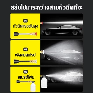 【รับประกัน5ปี】เครื่องฉีดน้ำแรงดันสูง ล้างรถ10คันโดยน้ำหนึ่งถังขจัดคราบ48V*2สะสม10ปีสะอาดแค่ล้าง ปืนฉีดน้ำแรงดันสูงไร้สาย