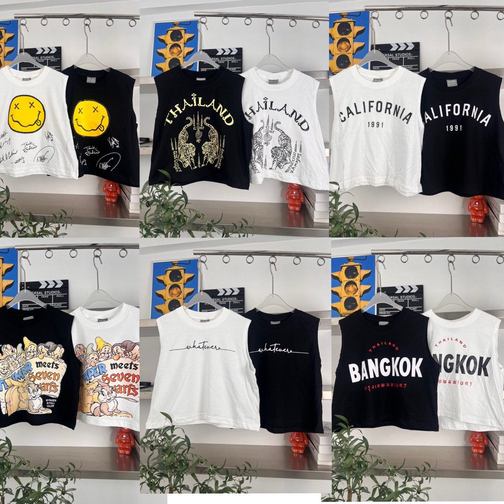 🌟STF_SHOP🌟เสื้อCotton 100%อัพเดทครอปคอตตอน แขนล้ำ ยาว18
