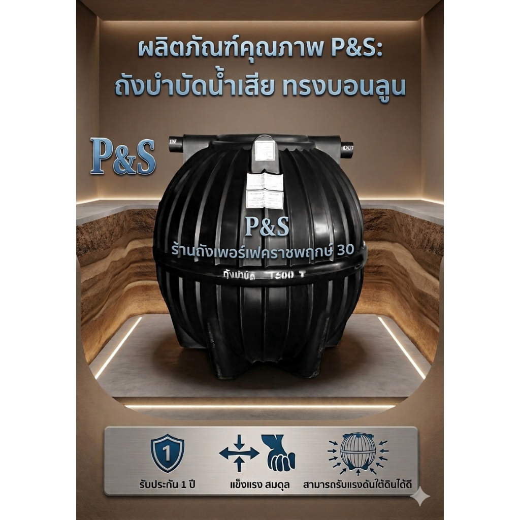 ถังบำบัดน้ำเสีย P&S ทรงบอลลูน (5000, 6000 ลิตร)