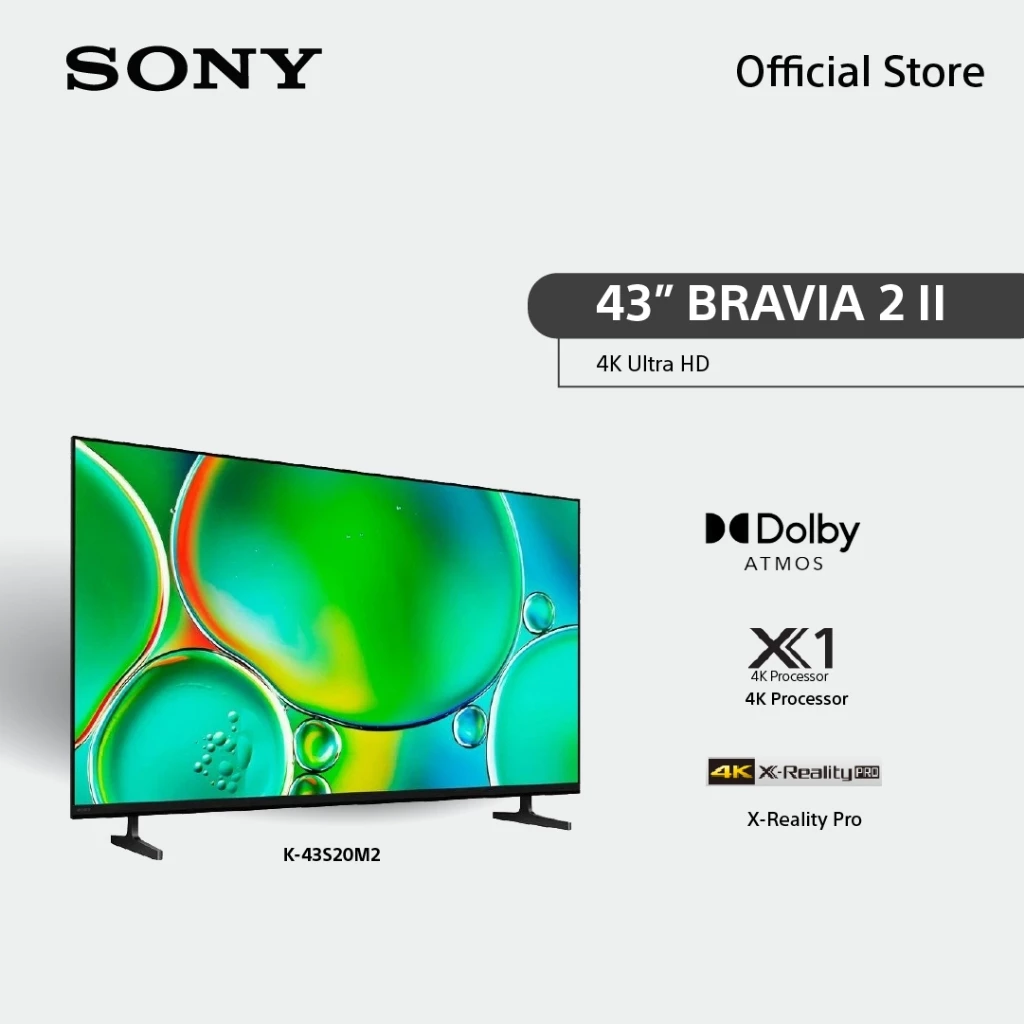 Sony BRAVIA 2 ทีวี 43 นิ้ว รุ่น K-43S20M2 4K Ultra HD Smart TV (Google TV) | 4K HDR Processor X1™