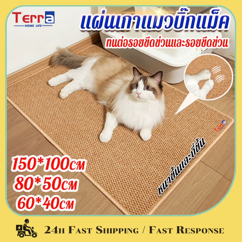 Terra Home Life แผ่นขูดแมว การเจียรกรงเล็บสัตว์เลี้ยง 150/80/60cm เสื่อพรมเลียนแบบป่านศร หนาขึ้นและถี่ขึ้น