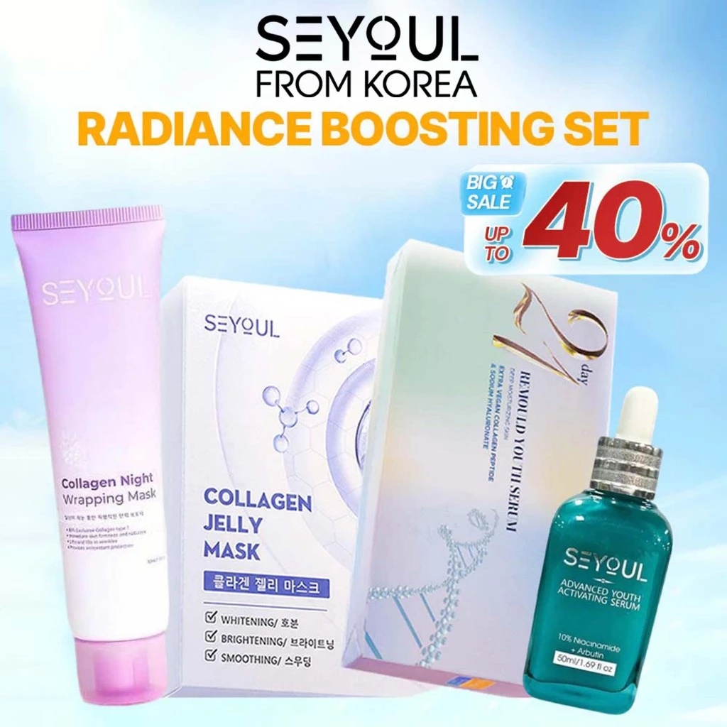 Seyoul Revival Skin COMBO 4 | เซรั่มกระตุ้นความเยาว์วัยขั้นสูง+ เซรั่ม 21 วัน+มาสก์คอลลาเจนกลางคืน + มาสก์เจลลี่คอลลาเจน