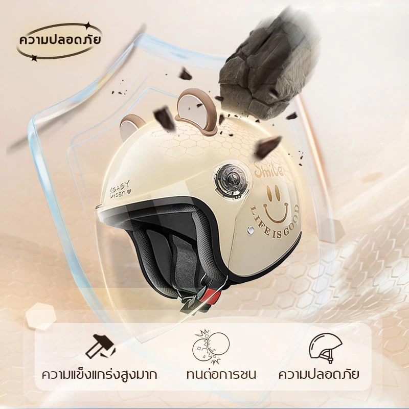 Free Shipping  จัดส่งฟรี หมวกกันน็อกผู้ใหญ่สำหรับผู้หญิง แถมฟรีที่คาดหูหมีน่ารัก thumbnail 5